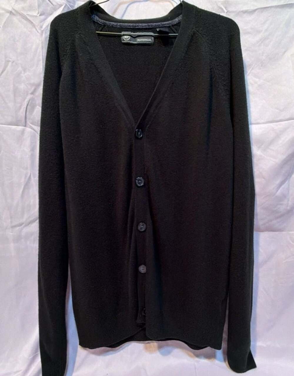 Weatherproof Cardigan Size L Black Acrylic V-Neck